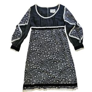 Rare Vintage Eloise Curtis Black and White Floral Dress